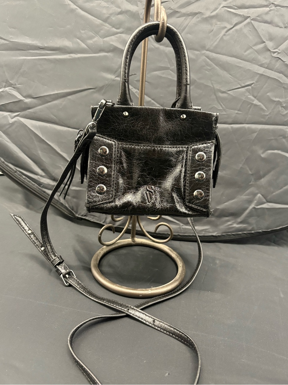 Simply Vera Wang Black Studded Mini Crossbody Satchel
